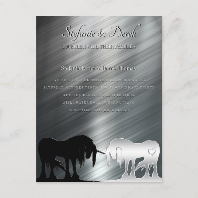 Carte Postale La licorne mystique (lignes métalliques) (Devant)