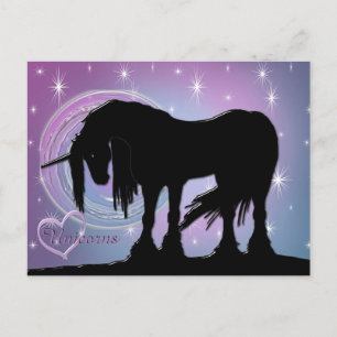 Carte Postale La licorne noire mystique (Pastel Swirl)