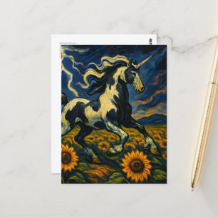 Carte Postale La licorne pie dans une tempête