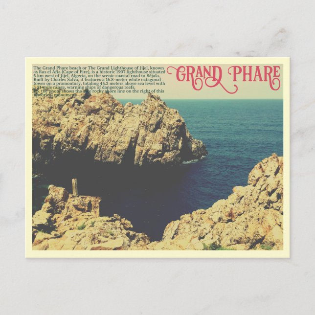 Carte Postale La ligne de côte de la plage du Grand Phare Jijel, (Devant)