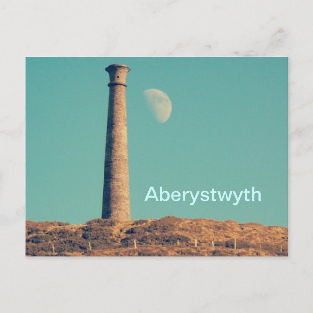 Carte Postale La Lune et une tour : Aberystwyth (Devant)
