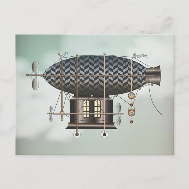 Carte Postale La machine volante Petite Noir Steampunk (Devant)
