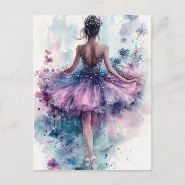 Carte Postale La Magnifique Aquarell Ballerina dans le Tutu (Devant)