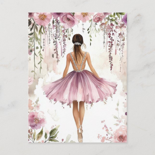 Carte Postale La Magnifique Aquarell Ballerina dans le Tutu (Devant)