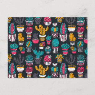 Carte Postale La Main Drawn Cactus dans Sketch Style Pattern