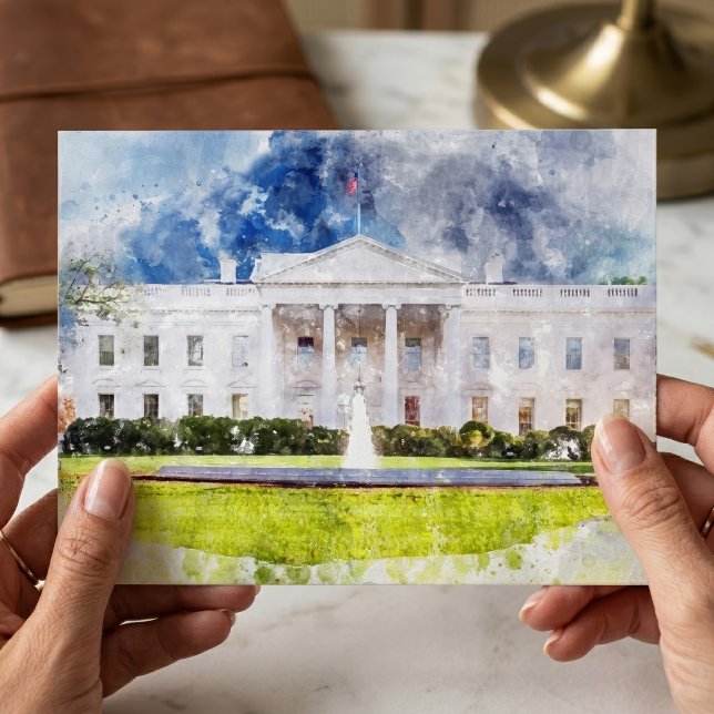 Carte Postale La Maison Blanche à Washington DC Aquarelle (The White House in Washington DC Watercolor. Postcard)