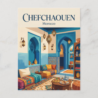 Carte Postale La Maison de Thé Lanterne Azur Maroc