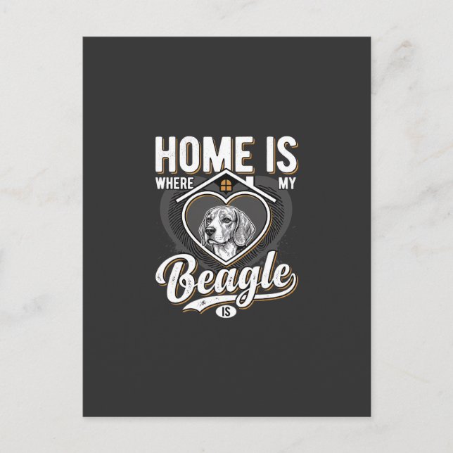 Carte Postale La maison est où est mon Beagle_1 (Devant)