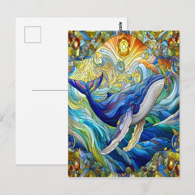 Carte Postale La Majestueuse Mosaïque Marine Une Baleine De Verr (Devant / Derrière)