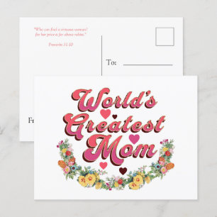 Carte Postale La maman la plus grande du monde de fleurs