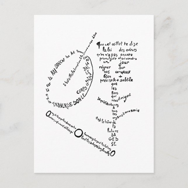 Carte Postale La Mandoline, l’oeillet et le bambou, Apollinaire (Devant)