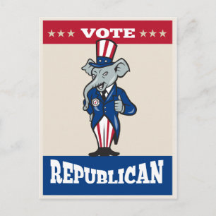 Carte Postale La mascotte républicaine des éléphants lève le dra