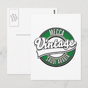Carte Postale La Mecque arabie saoudite logo vintage