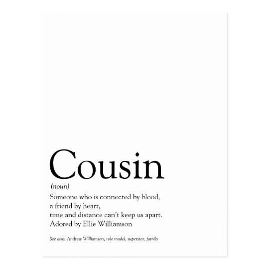 Carte Postale La Meilleure Definition Du Cousin Du Monde Zazzle Fr