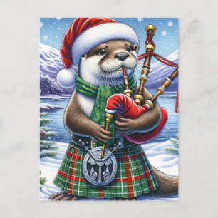 Carte Postale La mignonne Otter de Noël écossaise