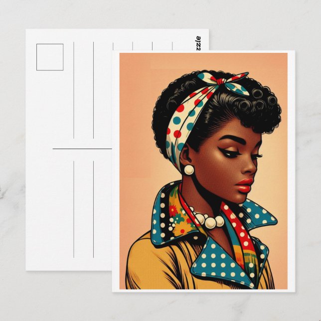 Carte Postale La mode des femmes noires des années 50, cadeau de (Devant / Derrière)