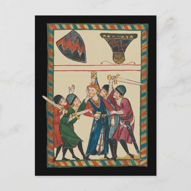 Carte Postale La Mort De Reinmar von Brennenberg Art Médiéval (Devant)