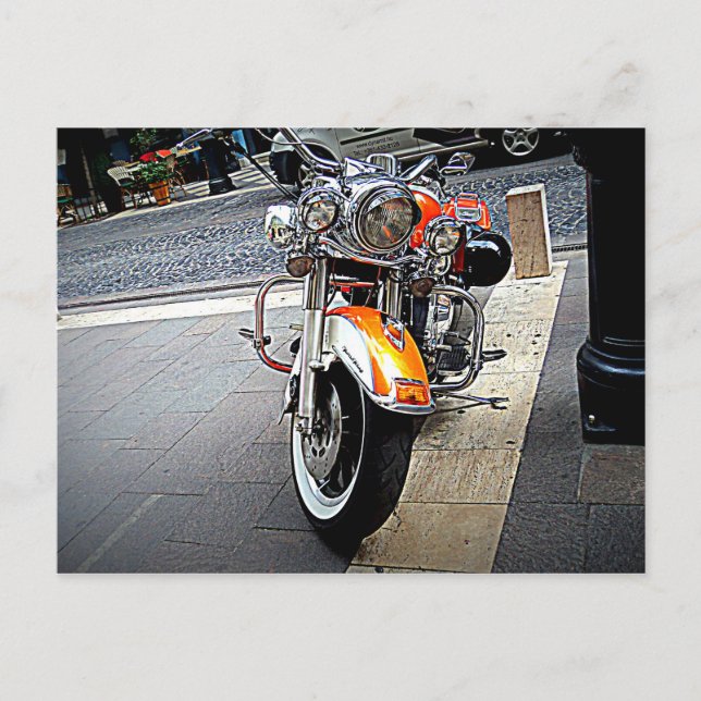 Carte Postale La moto orange (Devant)