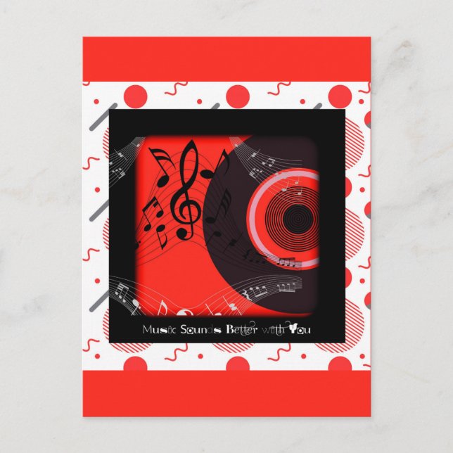 Carte Postale La musique de disque vinyle rétro sonne mieux avec (Devant)