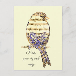 Carte Postale La musique donne des ailes à mon âme Moineau
