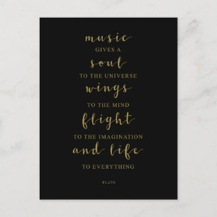 Carte Postale La Musique Donne Une Âme À L'Univers, Citation Pla