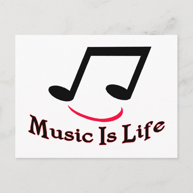 Carte Postale La musique est la vie note musicale (Devant)