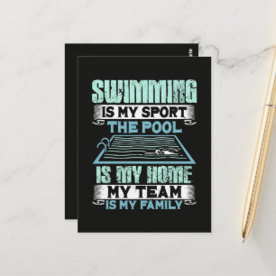 Carte Postale La natation est mon sport La piscine est ma maison