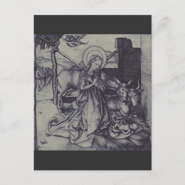 Carte Postale La Nativité de Noël Stark Ink Art (Devant)