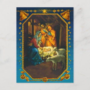 Carte Postale La Nativité, Marie, Joseph et Bébé Jésus