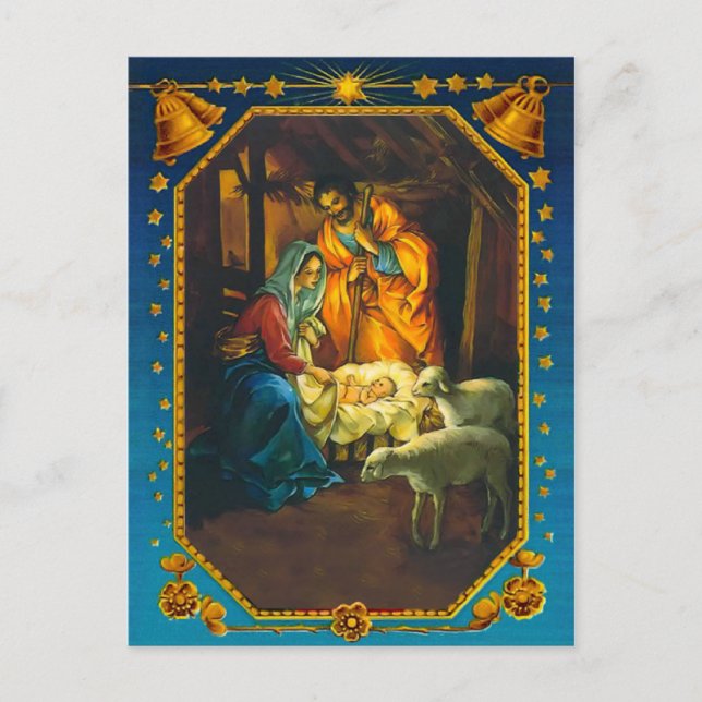 Carte Postale La Nativité, Marie, Joseph et Bébé Jésus (Devant)