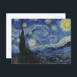 Carte Postale La nuit étoilée de Van Gogh : Le tourbillon des rê<br><div class="desc">L'emblématique "Nuit étoilée" de Vincent van Gogh est une oeuvre fascinante qui capture la puissance expressive d'un ciel nocturne tourbillonnant. Des coups de pinceau gras et tourbillonnants créent une tapisserie vibrante de bleus, jaunes et blancs, représentant l'étendue céleste remplie d'étoiles scintillantes et d'une lune lumineuse de croissant. En contrebas, un...</div>
