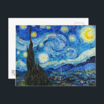 Carte Postale La nuit étoilée | Van Gogh |<br><div class="desc">The Starry Night est une toile peinte à l'huile par le peintre néo-impressionniste néerlandais Vincent van Gogh. Peint en juin 1889,  il dépeint la vue depuis la fenêtre est de sa chambre d'asile à Saint-Rémy-de-Provence,  juste avant le lever du soleil,  avec l'ajout d'un village imaginaire.</div>