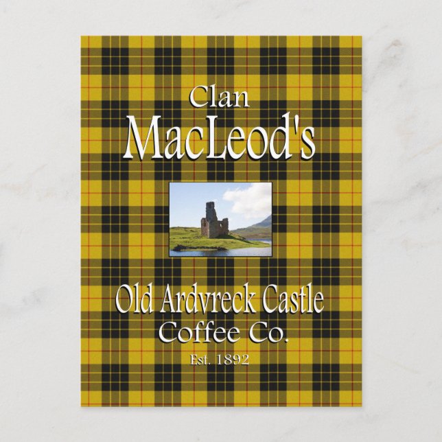 Carte Postale La Old Ardvreck Castle Coffee Co de Clan MacLeod. (Devant)