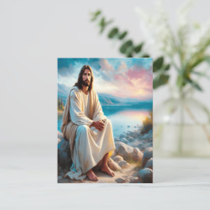 Carte Postale La Paix Divine Jésus Au Bord Des Eaux Du Coucher D