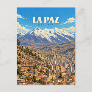 Carte Postale La Paz Bolivie Art de Voyage Vintage