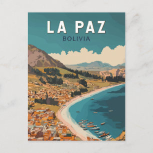 Carte Postale La Paz Bolivie Illustration Voyage Art Vintage