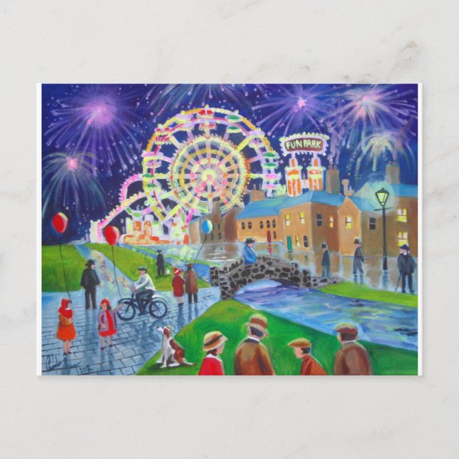 Carte Postale la peinture à l'huile FunFair Gordon Bruce art (Devant)