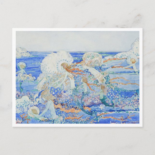 Carte Postale La petite sirène - Les sirènes jouent dans le Surf (Devant)