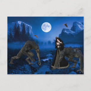 Carte Postale La peur de l'Halloween du loup-garou et du vampire