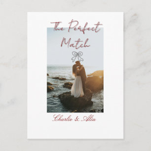Carte Postale La photo de mariage parfaite couple rétro mauve