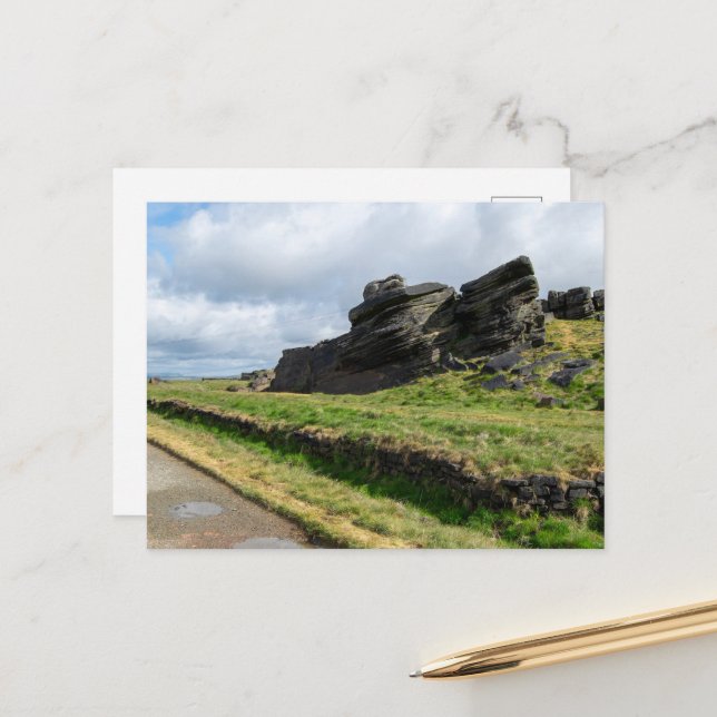 Carte Postale La Pierre de Pluie, Blackstone Edge (Devant/Arrière en situation)