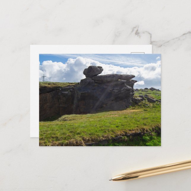 Carte Postale La Pierre de Pluie, Blackstone Edge (Devant/Arrière en situation)