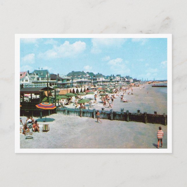 Carte Postale La plage, Cape May NJ, Vintage (Devant)