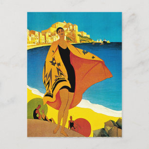 Carte Postale La Plage de Calvi Vintage France Travel Art