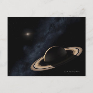 Carte Postale La planète Saturne dans le système solaire, gros p
