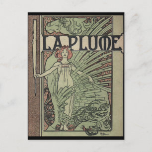 Carte Postale La Plume Par Alfons Mucha