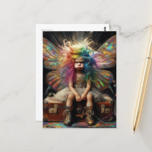 Carte Postale La pompe à fée sur une valise Vintage