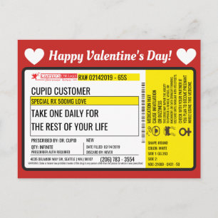 Carte Postale La prescription Valentine Love du Dr Cupid