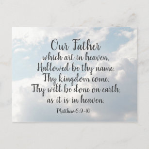 Carte Postale La prière du Seigneur Matthieu 6:9-10 Notre Père,