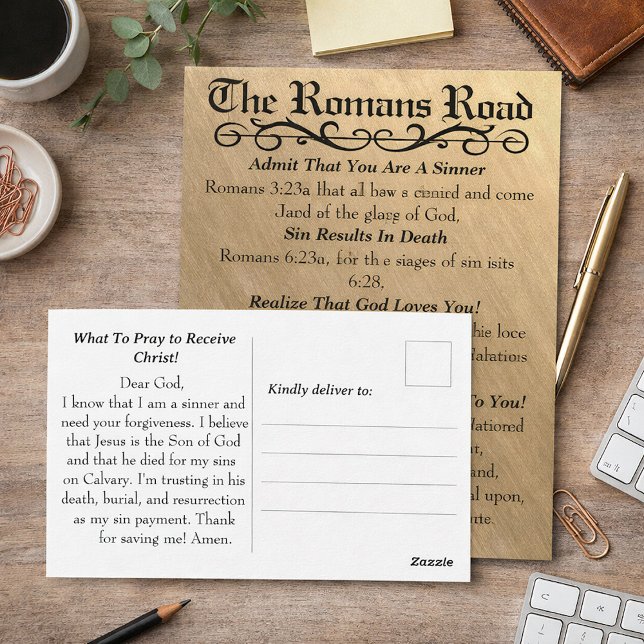 Carte Postale La prière du Sinner de la Route Romans Gold Black (Créateur téléchargé)